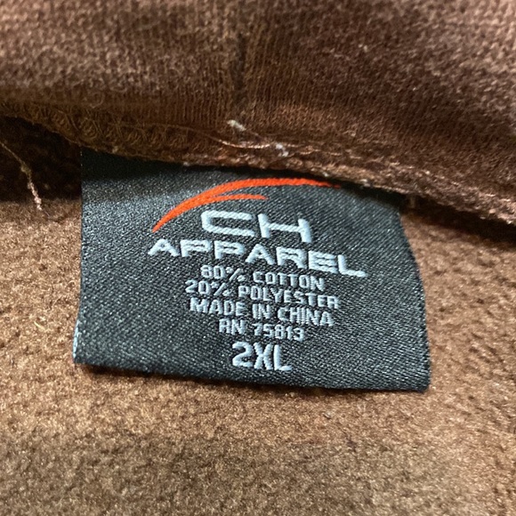 Mens Destressed Hoodie 2XL Dark Brown Zip front - Picture 7 of 10